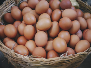 fresh eggs in basket