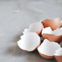 Eggshell. Shell of eggs on concrete kitchen table